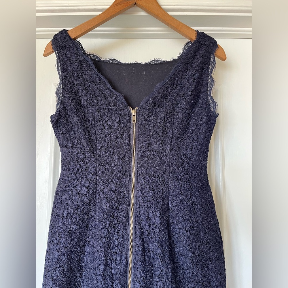 Adrianna Papell Women’s Size 8P 8 Petite Navy Blue Lace Sleeveless Sheath Dress - Picture 6 of 9